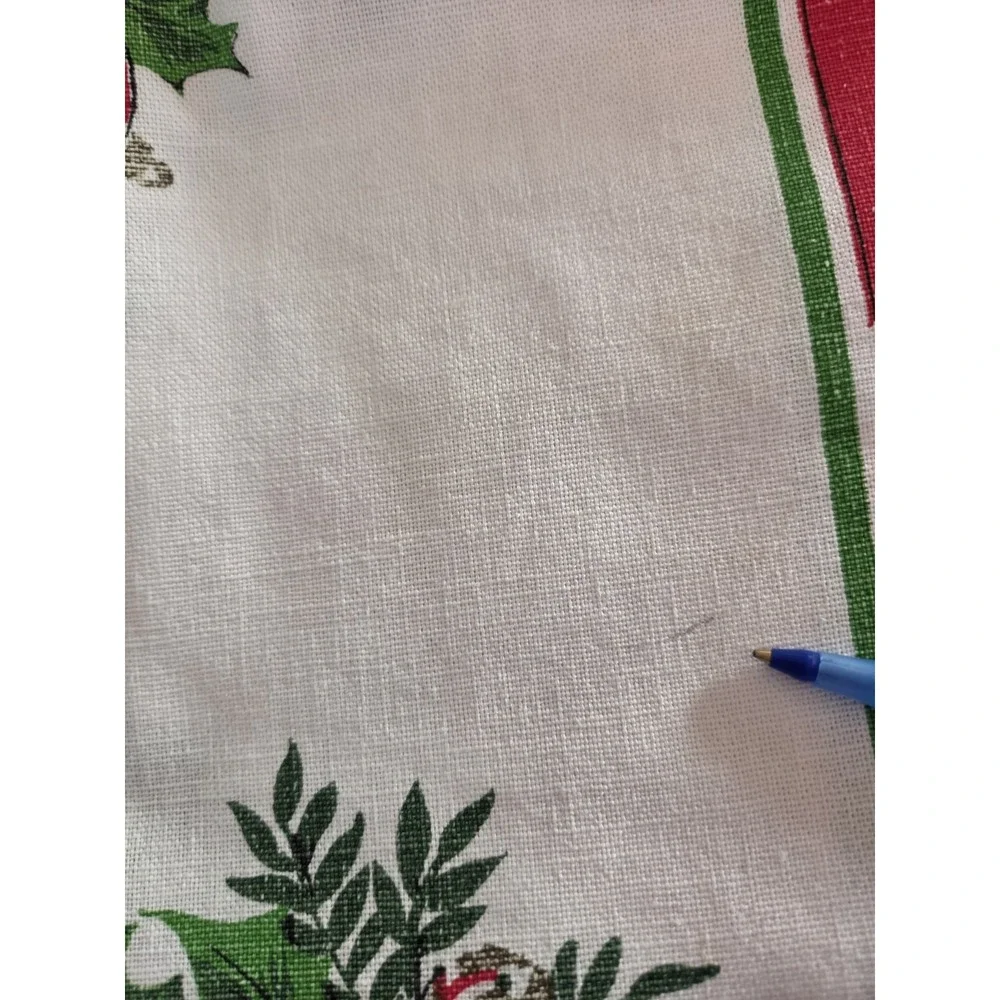 Vintage Christmas Tablecloth MCM 52x68 Retro Some Minor Flaws See Pics